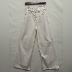 LOFT Ecru Wide Leg Jeans - Size 25